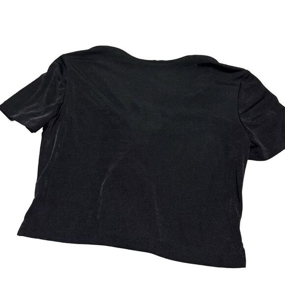 Nina Piccalino Vintage Black Short Sleeve Vintage Pearlescent Button Minimalist - Picture 3 of 7